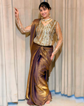 Metallic Gold Fendi Silk Drape Saree