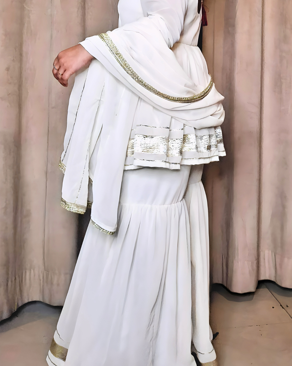 Ivory Georgette Sharara Suit Set