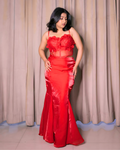 Mirchi Red Corset Fishcut Lehenga Set