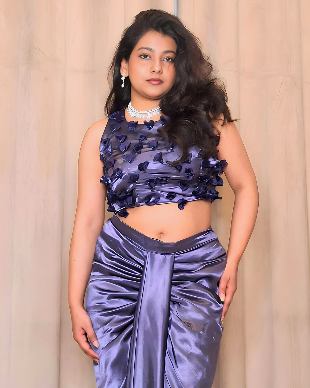 Royal Purple Satin Silk Drape Set