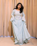 Powder Blue Beaded Chinon Lehenga Set