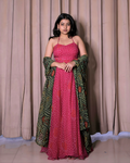 Bandhej Print Chiffon Long Suit Set
