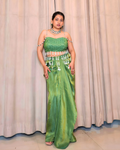 Parrot Green Tissue Silk Drape Set