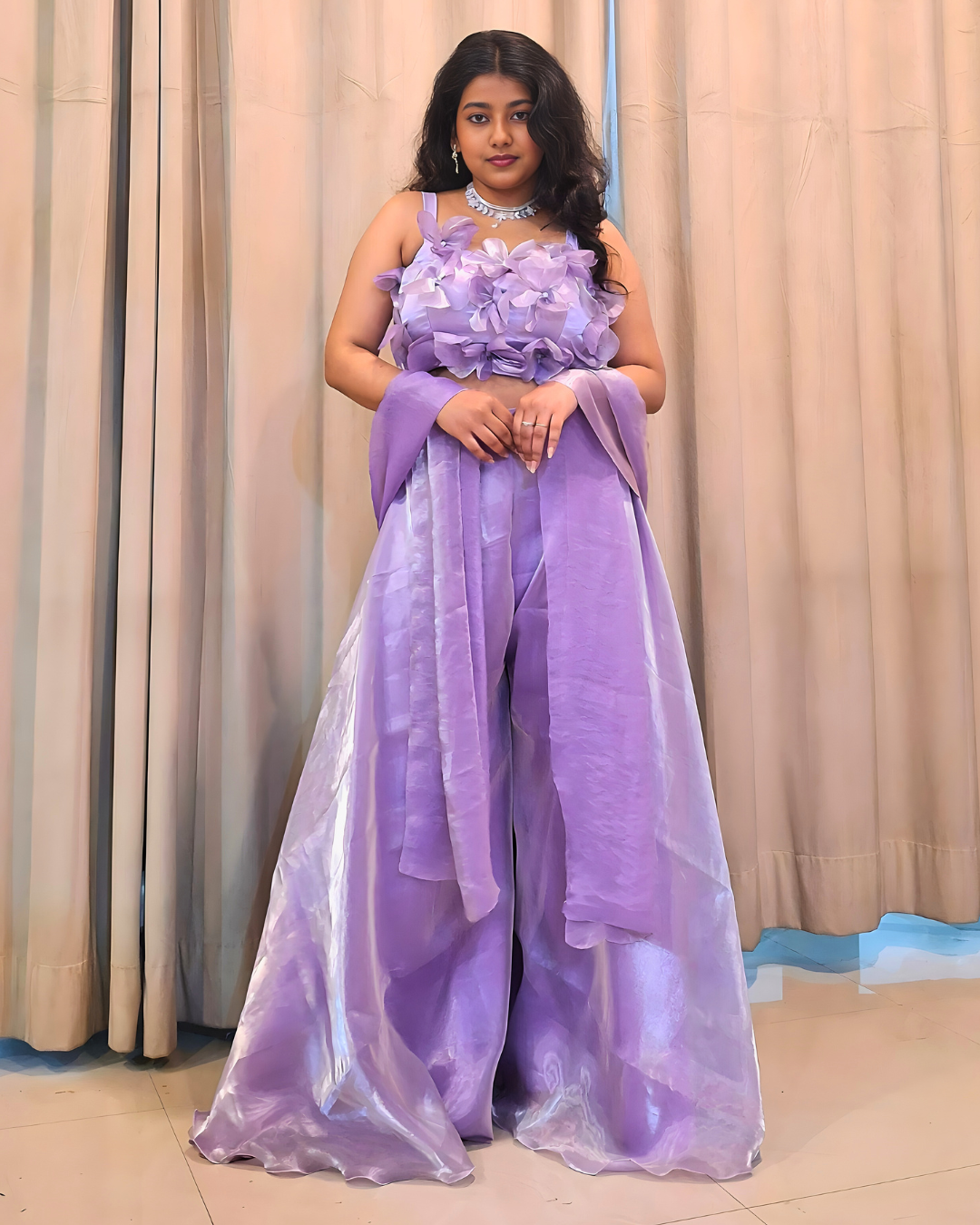 Organza Silk Palazzo Set with Bralette