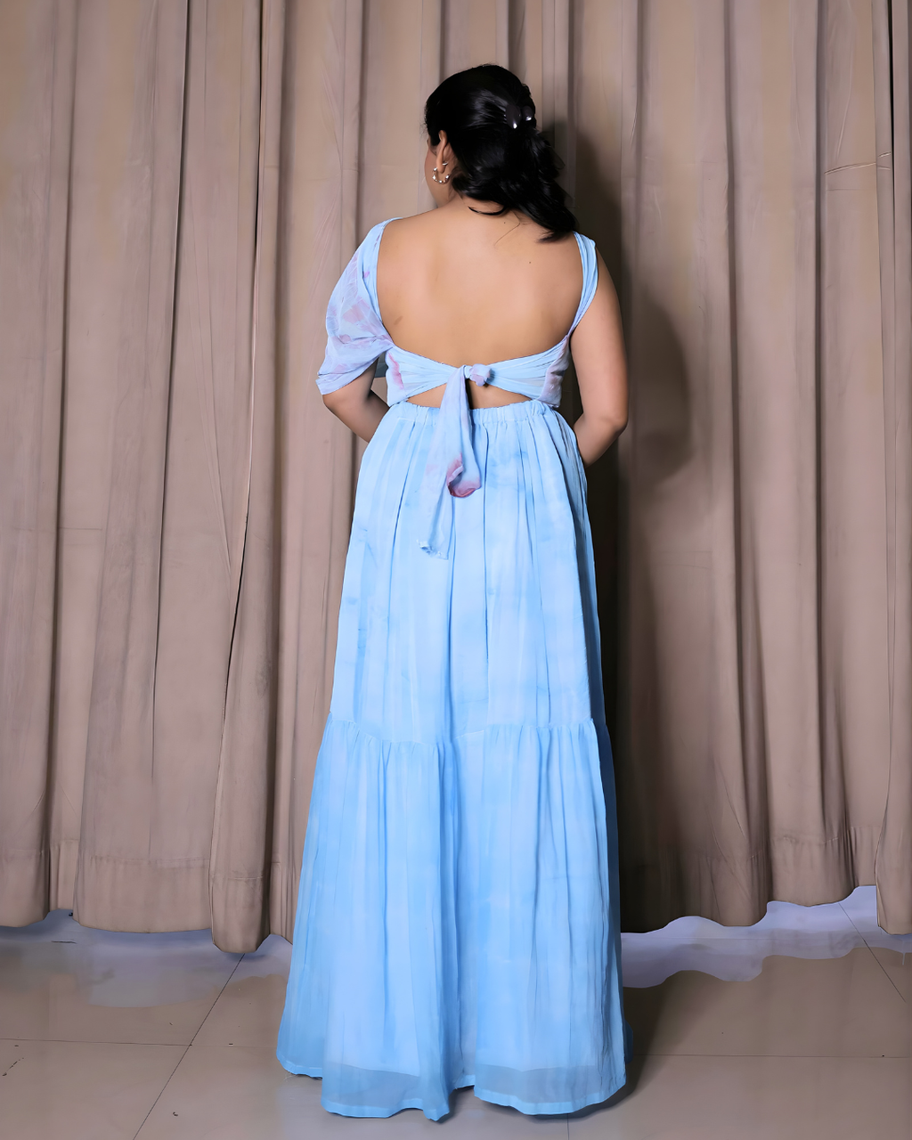 Sunset Tie-Dye Chiffon Maxi Dress