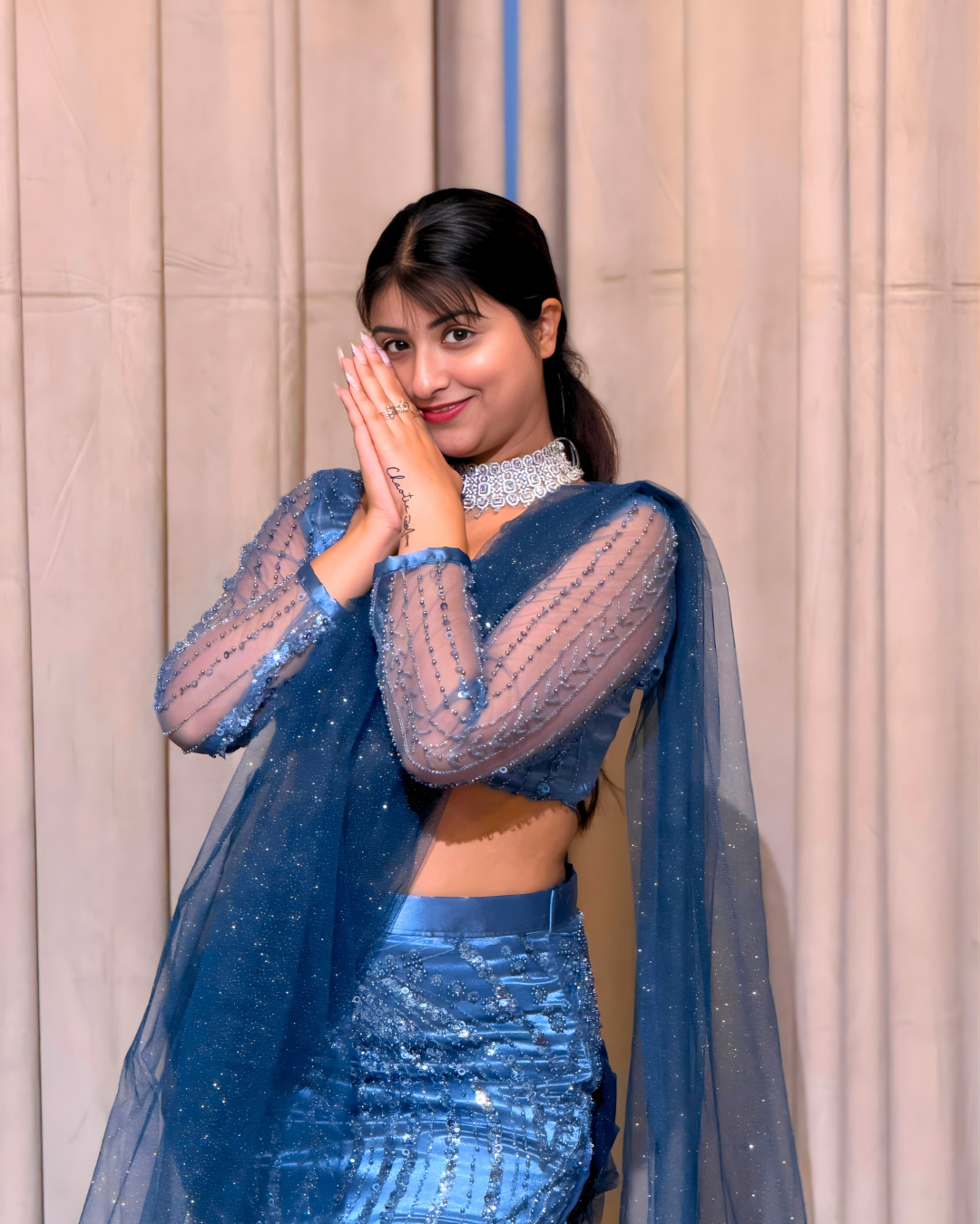 Midnight Blue Fishcut Lehenga Set