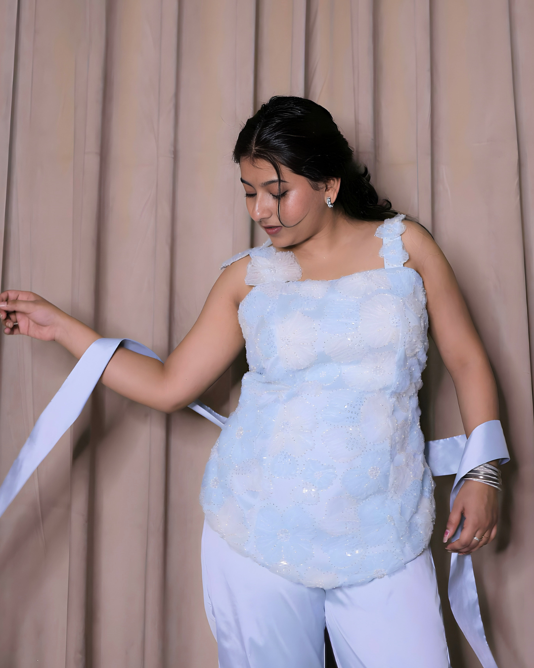 Icy Blue Embellished Sharara Set