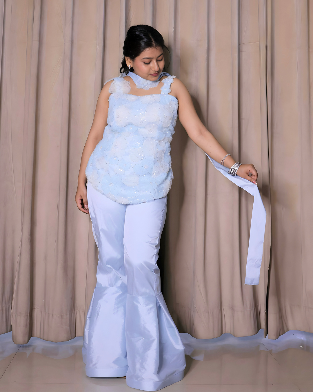 Icy Blue Embellished Sharara Set
