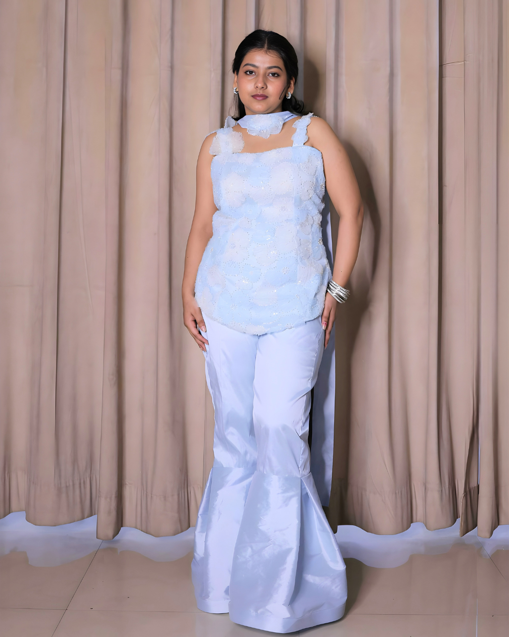 Icy Blue Embellished Sharara Set
