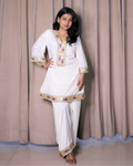 White Minimal Crepe Kurta Set