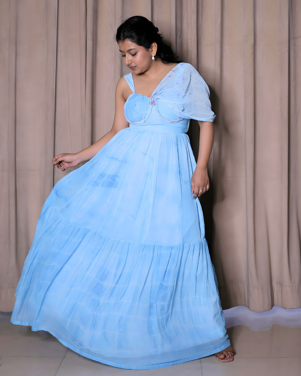 Sunset Tie-Dye Chiffon Maxi Dress