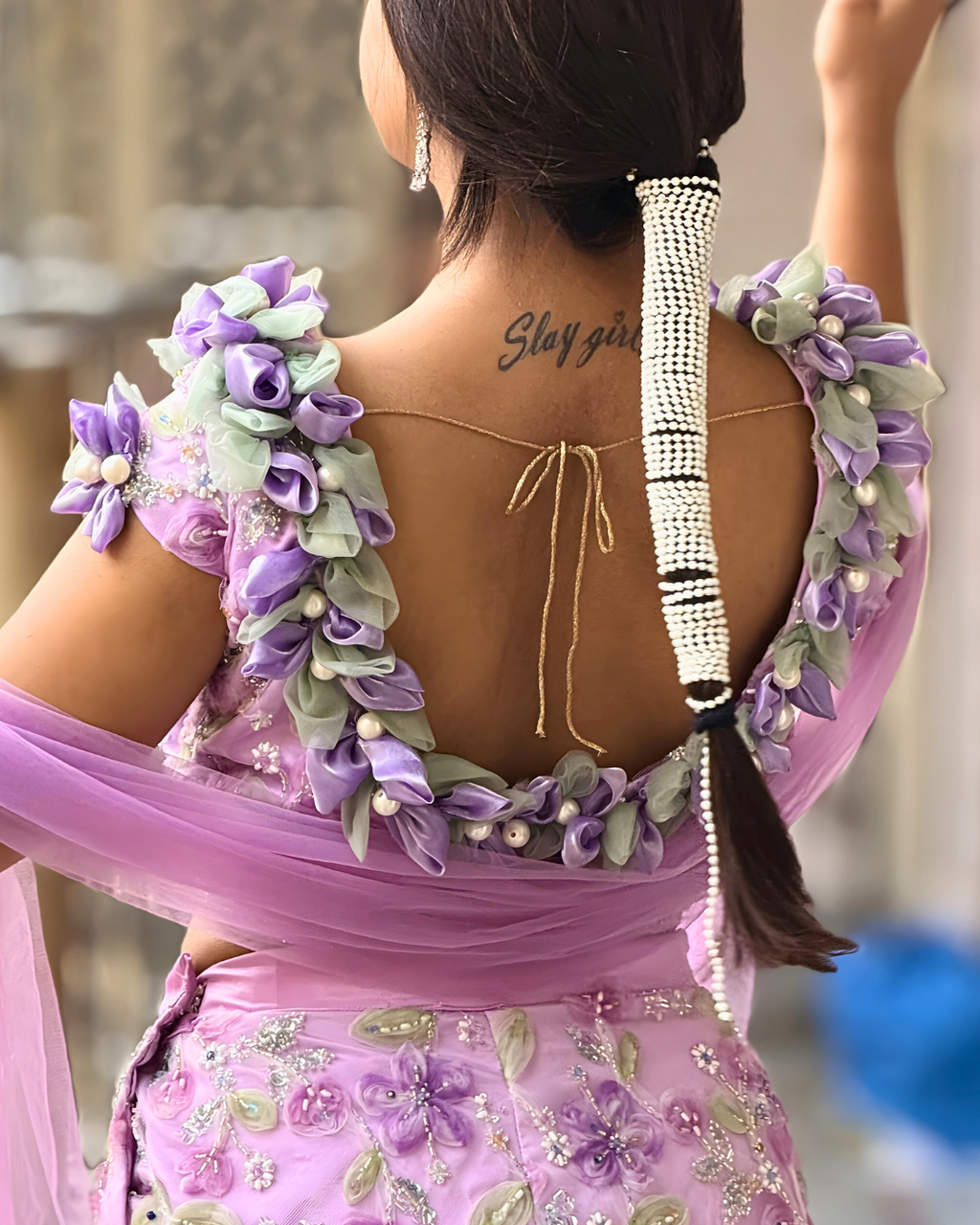 Lilac Floral Fishcut Lehenga Set
