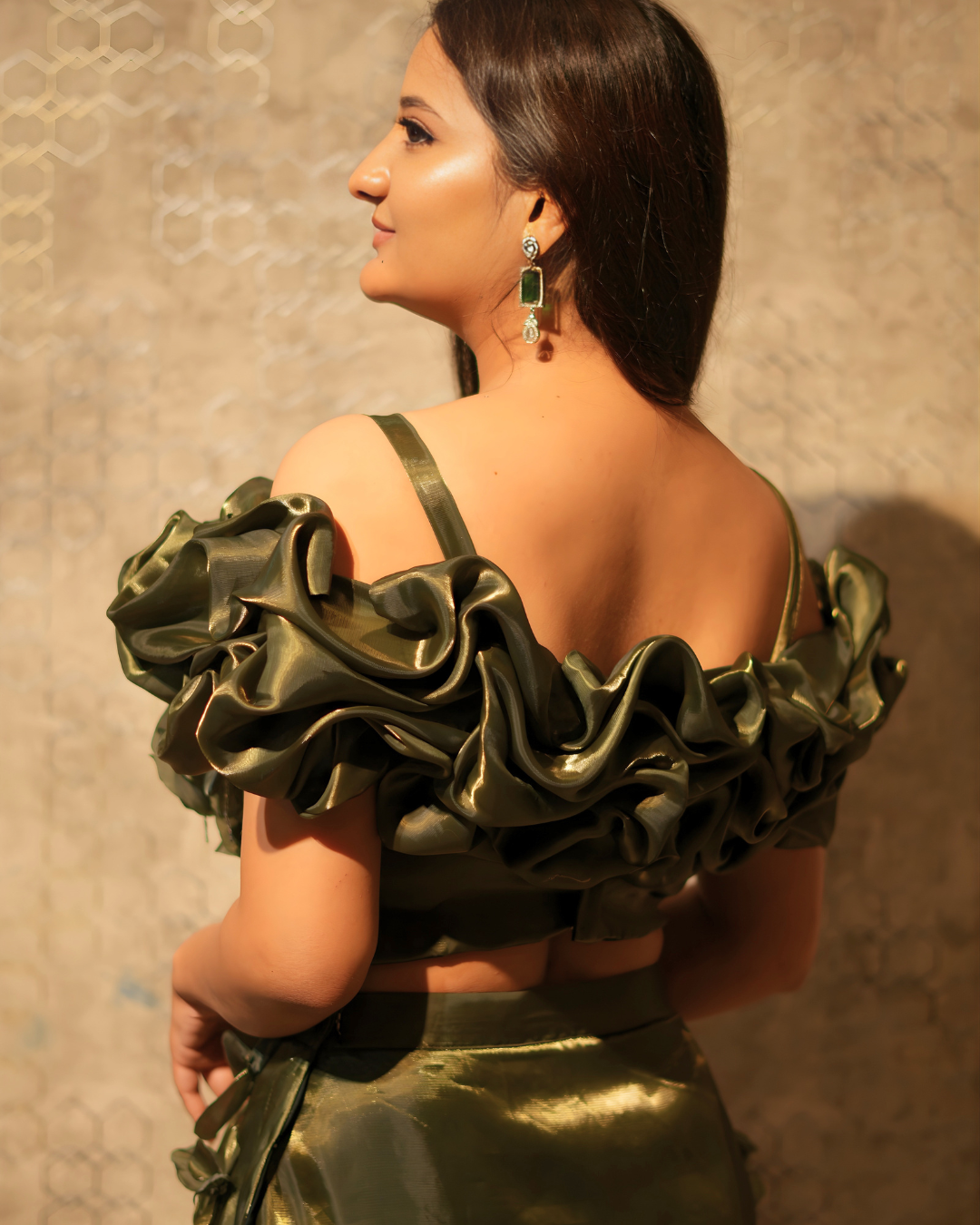 Mehendi Green Floral Fishcut Lehenga Set
