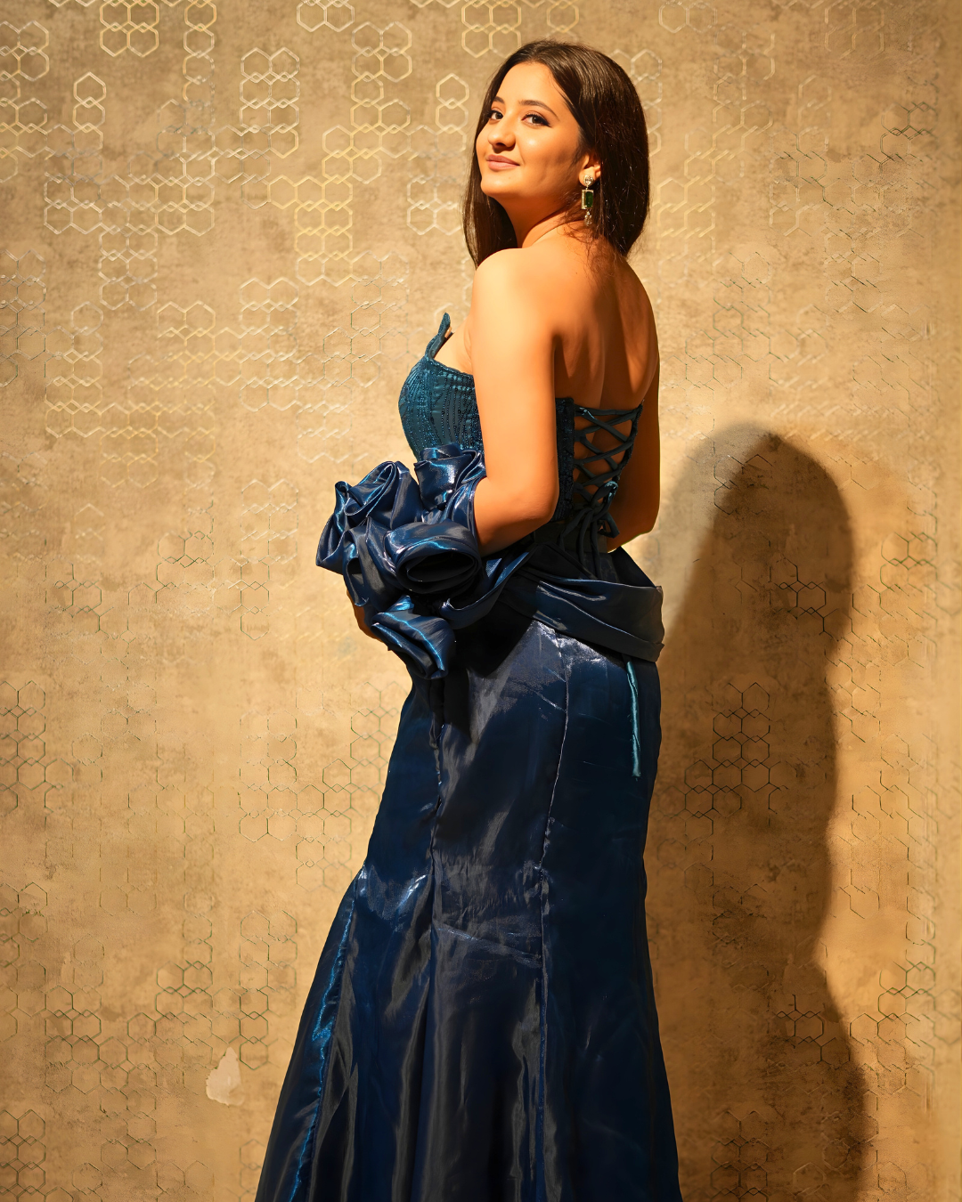 Navy Blue Corset Fishcut Lehenga Set