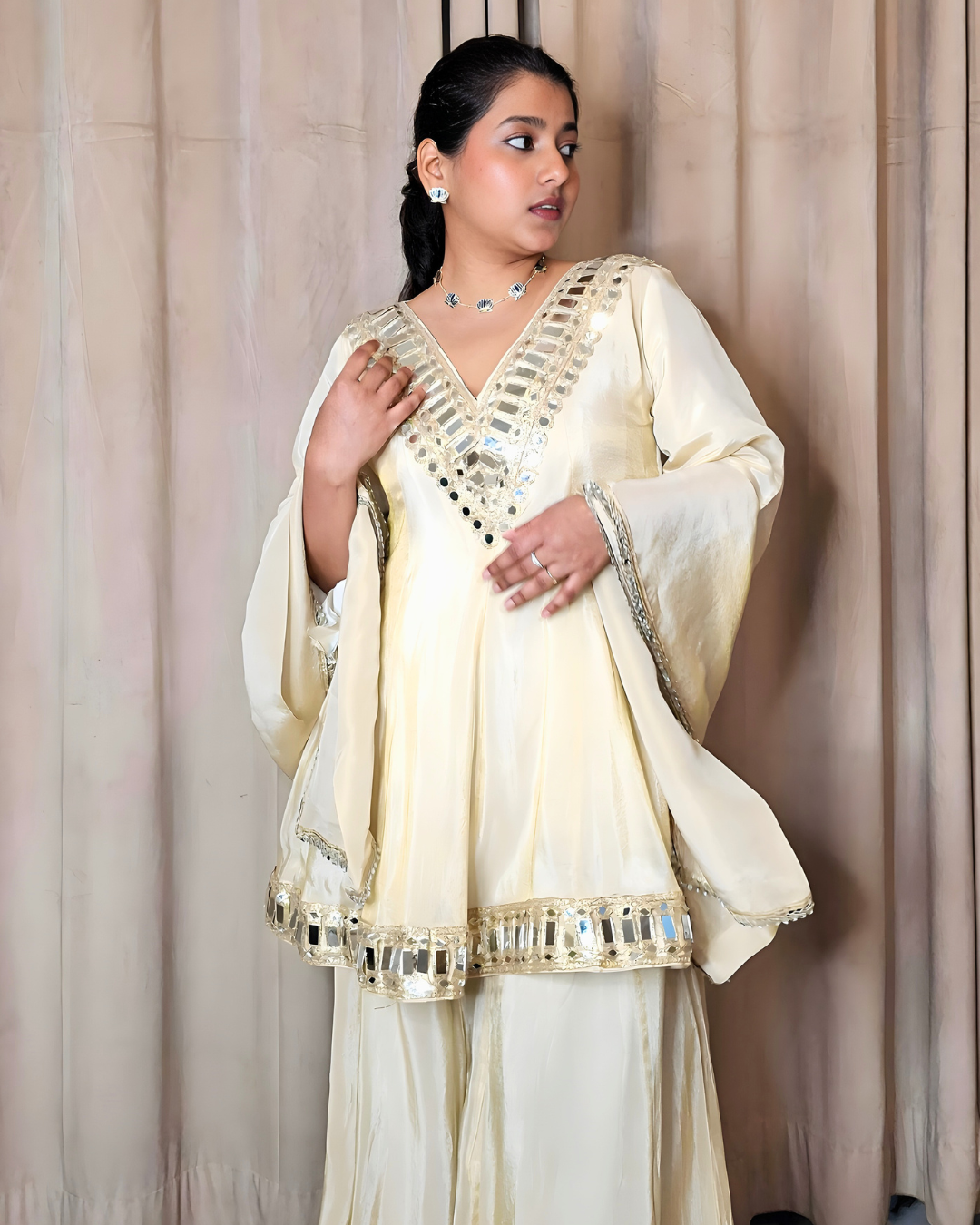 Mirror Gold Tissue Silk Palazzo Set